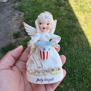 vintage Napco July Angel Ceramic Candle Holder S1367 Figurine